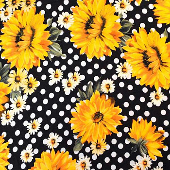 Ткань плательная вискоза подсолнечник горох